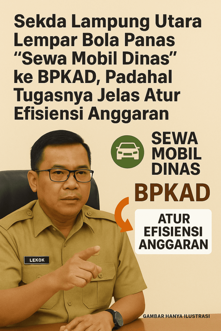 Sekda Lampung Utara Lempar Bola Panas “Sewa Mobil Dinas” ke BPKAD, Padahal Tugasnya Jelas Atur Efisiensi Anggaran