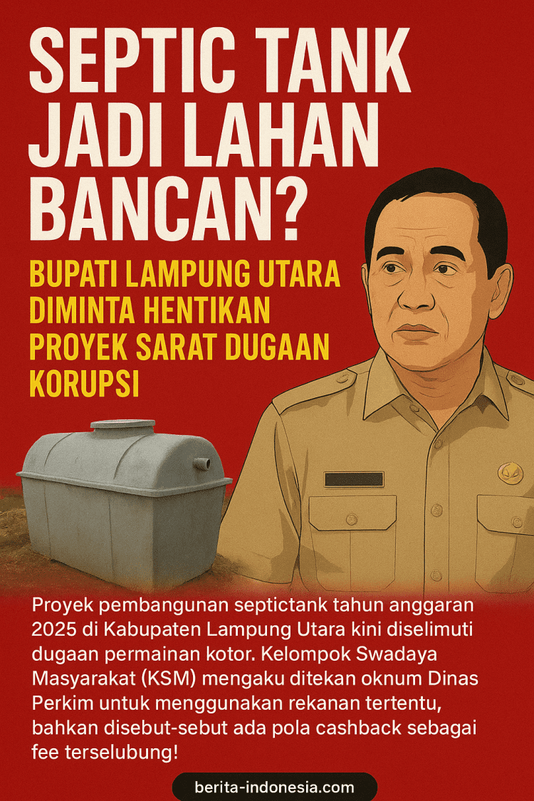 Septic Tank Jadi Lahan Bancakan? Bupati Lampung Utara Diminta Hentikan Proyek Sarat Dugaan Korupsi