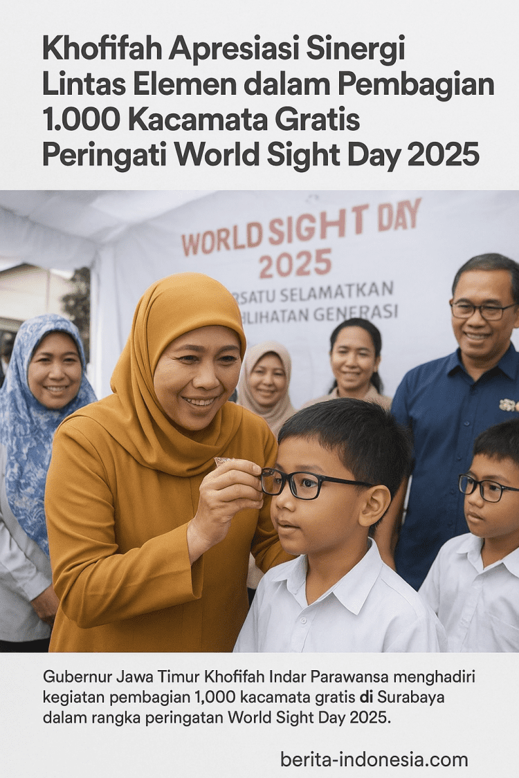 Khofifah Apresiasi Sinergi Lintas Elemen dalam Pembagian 1.000 Kacamata Gratis Peringati World Sight Day 2025