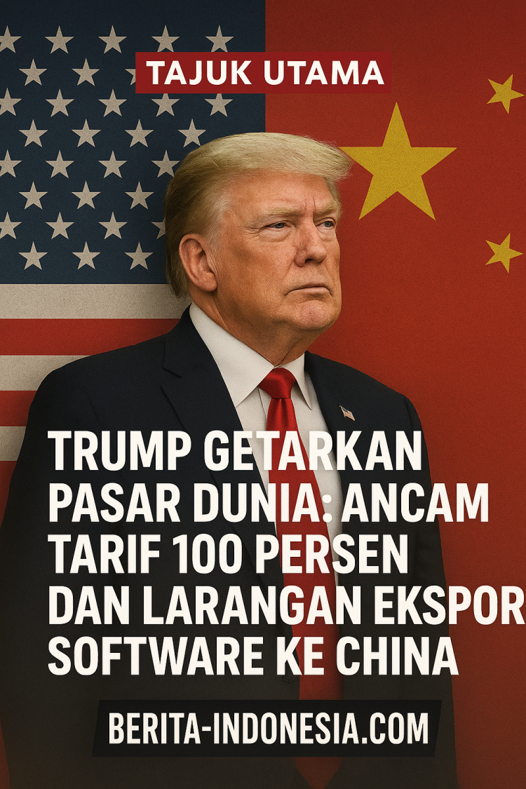 Trump Getarkan Pasar Dunia: Ancam Tarif 100 Persen dan Larangan Ekspor Software ke China