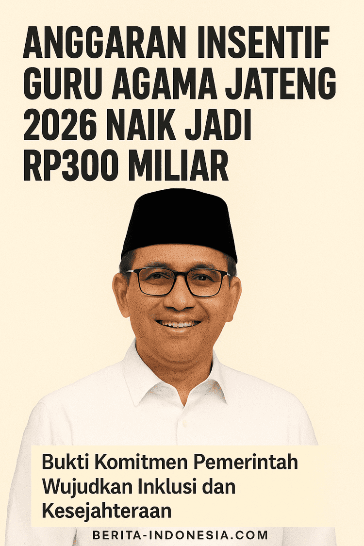 Anggaran Insentif Guru Agama Jateng 2026 Naik Jadi Rp300 Miliar, Bukti Komitmen Pemerintah Wujudkan Inklusi dan Kesejahteraan