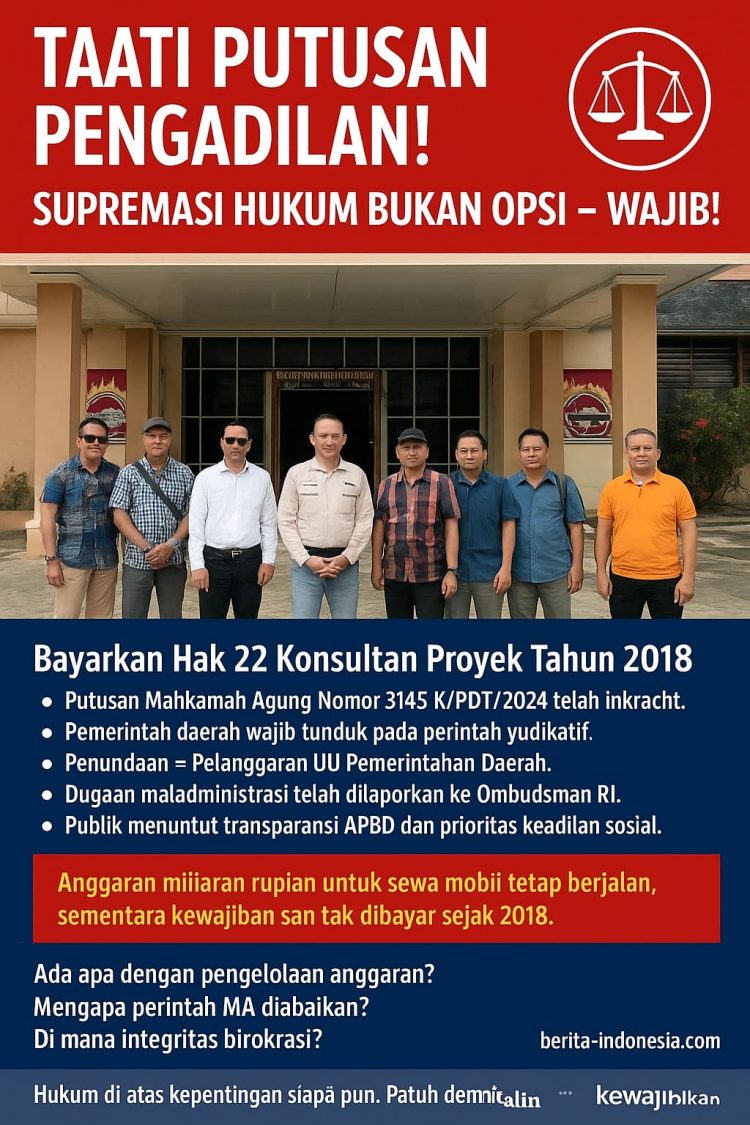 Abaikan Putusan Pengadilan, Bupati Lampung Utara Terancam Sanksi Hukum — Sementara Pemda Justru Anggarkan Miliaran untuk Sewa Mobil
