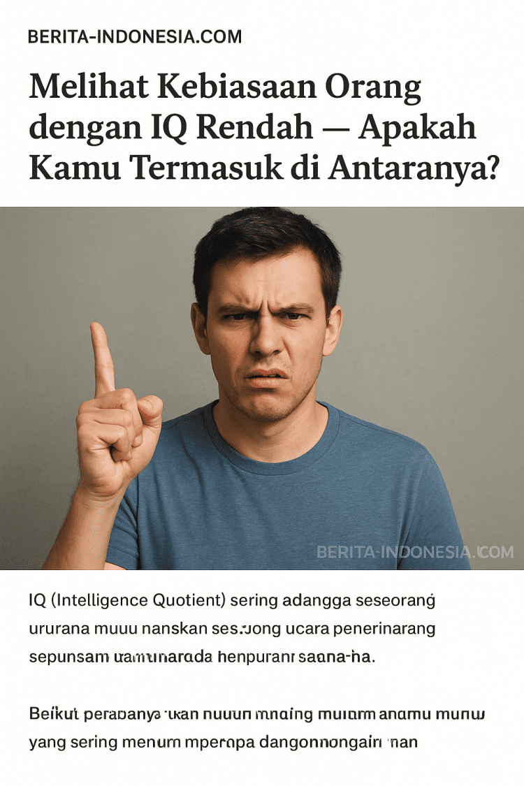 🧠 Melihat Kebiasaan Orang dengan IQ Rendah — Apakah Kamu Termasuk di Antaranya? IQ (Intelligence Quotient