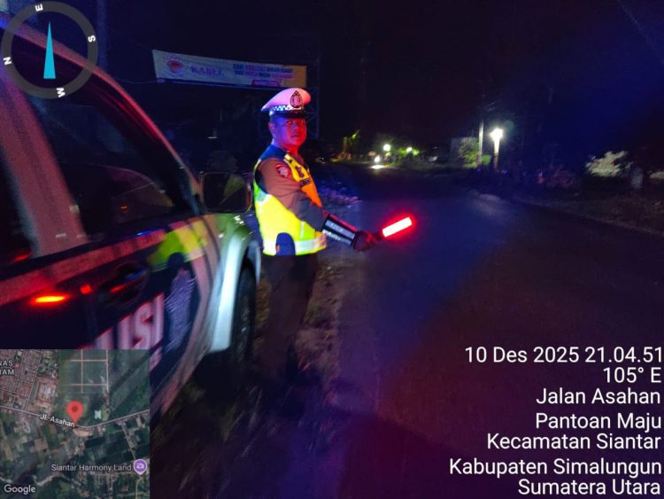 Blue Light Patrol Sat Lantas Polres Simalungun Sapu Jalur Malam, Tertibkan Lalu Lintas dan Tekan Aksi Kejahatan Jalanan