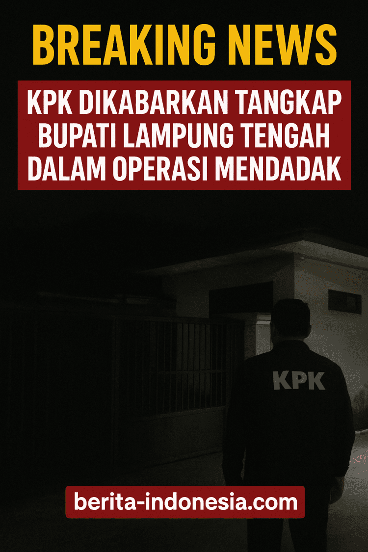 KPK Dikabarkan Tangkap Bupati Lampung Tengah dalam Operasi Mendadak