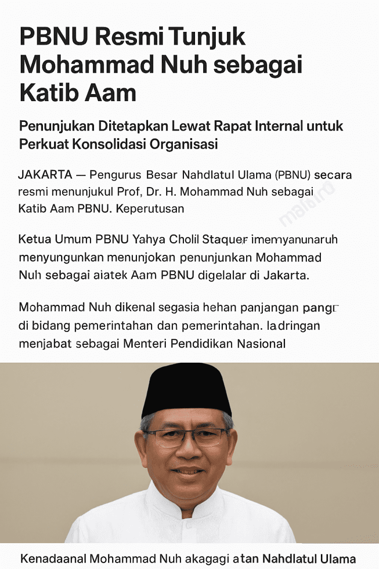 PBNU Resmi Tunjuk Mohammad Nuh sebagai Katib Aam