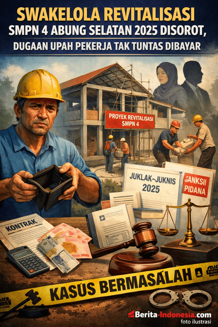 Swakelola Revitalisasi SMPN 4 Abung Selatan TA 2025 Disorot, Dugaan Upah Pekerja Tak Tuntas Dibayar