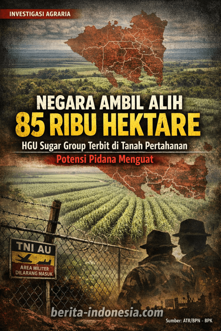 Negara Ambil Alih 85 Ribu Hektare Lahan di Lampung, HGU Sugar Group Dicabut Menteri ATR/BPN