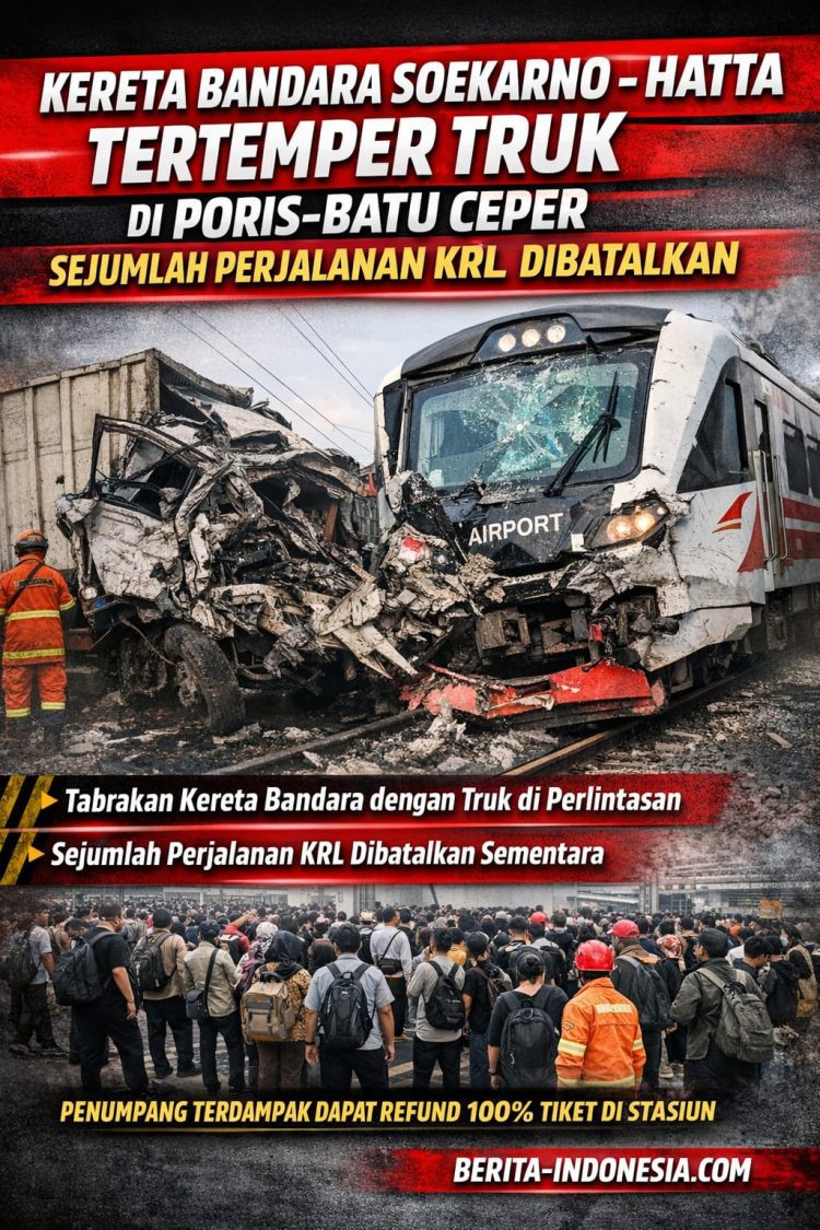 Kereta Bandara Soekarno-Hatta Tertemper Truk di Poris–Batu Ceper, Sejumlah Perjalanan KRL Dibatalkan