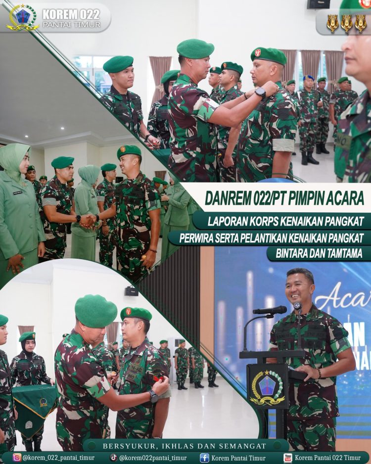 Danrem 022/PT Pimpin Laporan Korps Kenaikan Pangkat dan Pelantikan Prajurit